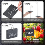 Leifide 24 Sets Plant Labels, Reusable Slate Plant Markers Natural Weatherproof Garden Signs Waterproof Hanging Slate Planter Tags with Metal Stakes and Stone Chalks for Vegetable Flower Pot - Image 7