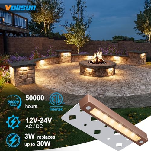 VOLISUN 7 Inch Retaining Wall Lights, 2700K Hardscape Lighting, 8 Pack - Image 3