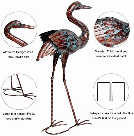 Natelf Garden Crane Statues Outdoor Patina Heron Decoy Yard Sculptures - Image 6