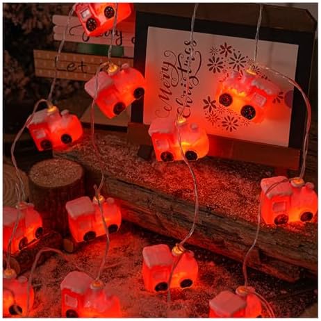 CAKERS Christmas Decor String Lights|Creative Cute Novelty Fairy Lights|Hanging Copper Wire Lights|Night Lights for Birthday Party Xmas Tree Decor,Xmas Locomotive,5m(16.4ft)-20LED-Solar by CAKERS