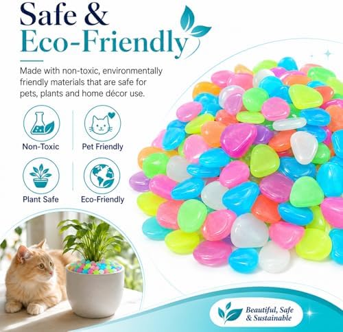 Colorful Luminous Night Guide Pebbles Glow in the Dark in the Garden Stones Glowing Rocks for Outdoor Landscaping Walkway Patio Fish Tank & Aquarium Decor - Image 5