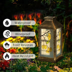 Solar Lantern Ginkgo Leaf Stained Glass Multicolor Leaves Branches Outdoor Waterproof Garden Hanging Lantern Solar Powered Lighting Outside Table Lamp for Patio Deck Camping 1 Pack - Image 2
