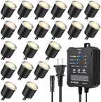 SMY Lighting Dimmable LED Deck Lights with Timer and Photocell Sensor and Protecting Shell φ32mm,20Pack Outdoor LED Smart Deck Lighting IP67 Waterproof for Garden,Yard Stair, Patio, Floor Decoration by SMYLighting