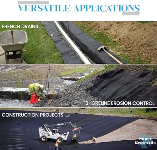 Super Geotextile 4, 6, 8 oz Non Woven Fabric for Landscaping, French Drains, Underlayment, Erosion Control, Construction Projects - 6 oz (6X250) - Image 3