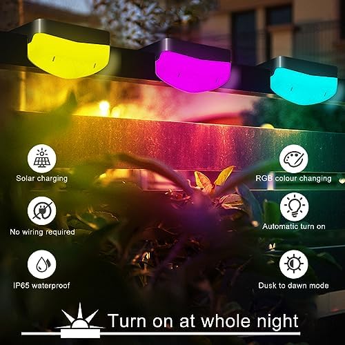 LED Solar Step Lights, 20 Pack Solar Deck Lights Outdoor IP65 Waterproof Pool Side Lighting Decor for Stairs Fence Yard Driveway Pathway Yard Backyard, RGB Color Changing - Image 3