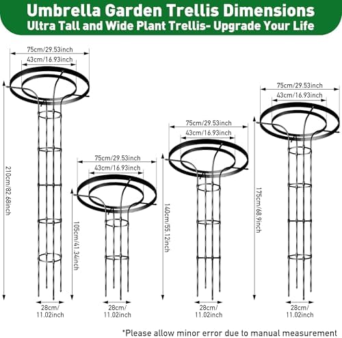 6.89FT Mushroom Top Obelisk Trellis for Outdoor Climbing Plants, Rustproof PE-Coated Metal Poles Support, Decorative Garden Trellis for Climbing Rose, Wisteria, Black - Image 2