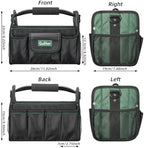 11 Inch Small Tool Bag, Open Top Tool Tote with Stainless Steel Handle and Adjustable Shoulder Strap,21 Pockets Electrician Tool Bags,Black/Green - Image 3