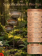 Rain Catcher Bird Bath Tiered, Bring Life Back to Your Garden – Rain Catcher Bird Bath, Rustic Metal Garden Stake, Weather-Resistant Outdoor BirdBath for Yards (Light Copper,3PCS) - Image 7
