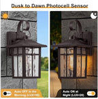 2 Pack Dusk to Dawn Outdoor Wall Lights, Brown Porch Lanterns - Image 2