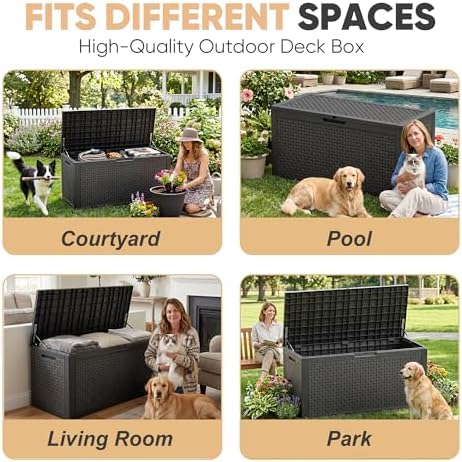 EasyUp 110 Gal Waterproof Outdoor Storage Box UV Resistant Deck Box - Image 5