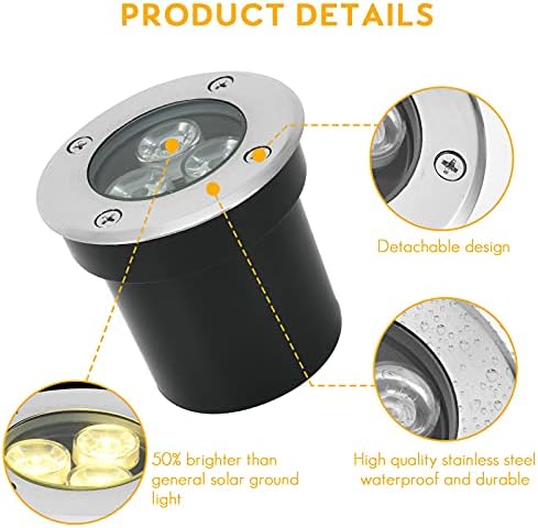 Low Voltage In-ground Light LED Well Lights Landscape Lighting 3W 12V 24V Outdoor Landscape Light Waterproof IP67 Pathway Driveway Deck Step Fence Garden Lights (Warm White) - Image 3