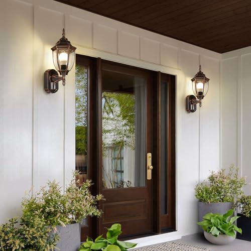 Lamomo Motion Sensor Outdoor Wall Lights Porch Lamp, Black and Bronze - Image 4