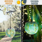 Mosaic Solar Lanterns Waterproof Hanging Solar Lights Graden Decor, Green - Image 3
