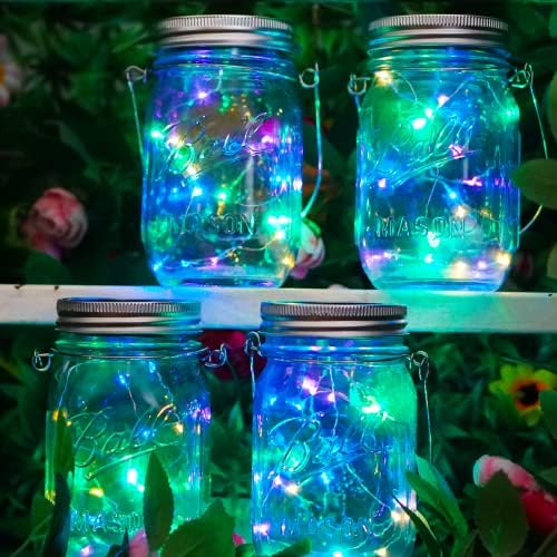 SunKite Solar Mason Jar Lights, 12 Pack 30 LED Waterproof Fairy Firefly Jar Lids String Lights with Hangers(NO Jars), Patio Yard Garden Wedding Decoration - Multicolored1 - Image 5
