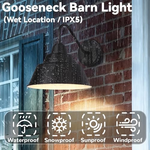10'' Outdoor Gooseneck Barn Light Fixtures, Farmhouse Outside Wall Sconces - Image 5