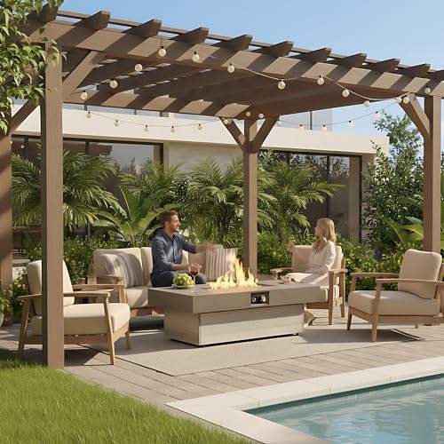 Outdoor Fire Pit Table Propane Gas Fire pits Outdoor Fireplaces 47.2'' Rectangular Firepit Table, 50,000 BTU Fire Table for Patio Set, Two Options of Assembled Hight Grey. - Image 7