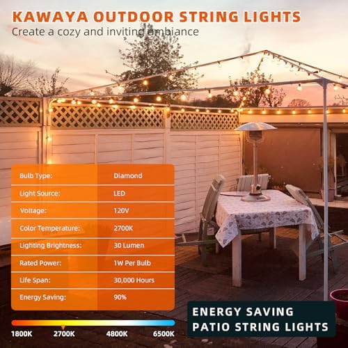 Kawaya G40 Outdoor String Lights 200FT IP65 Waterproof 2700K Patio Light - Image 2