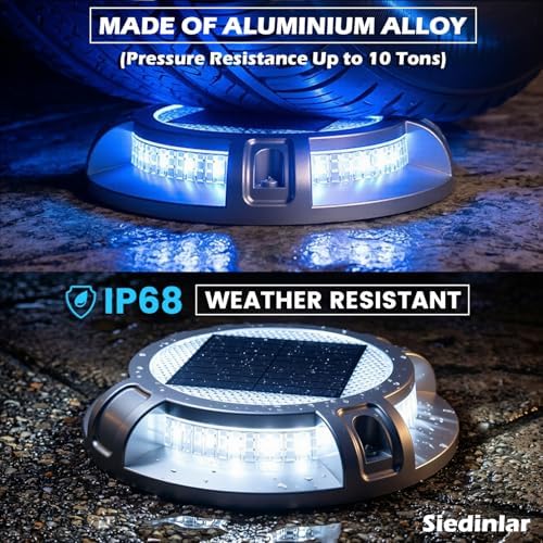 SIEDiNLAR Solar Driveway Lights Outdoor 4 Modes, 40 LEDs 4 Pack Blue/White - Image 5