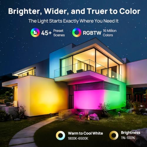 Consciot Smart Solar Spot Lights Outdoor, RGBTW Halloween Solar Lights - Image 5