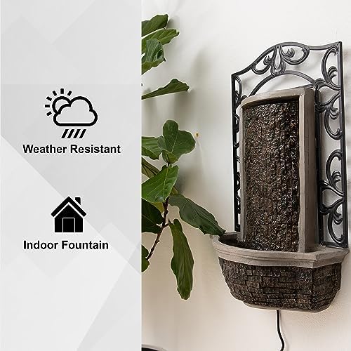 XBrand 30.31 in. H Stone and Black Polyresin Metal Wall-Mounted Waterfall Fountain with Pump for Indoor Outdoor Home, Patio and Garden Art Centerpiece - Image 7