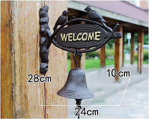 Decorative Vintage Manually Shaking Doorbell - Heavy Duty Cast Iron Wall Hanging Bell Welcome Sign - Indoor Outdoor Wall Mounted Dinner Bell - Garden Home Wall Art Decoration - Image 2