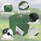 MECCANIXITY Zipper IBC Tote Cover 275 Gallon, 420D Heavy Oxford Waterproof Sunshade Rain Barrel Water Tank Protective Cover for 1000L Outdoor Garden, (39.37 x 47.24 x 45.66 Inch, Green) - Image 3