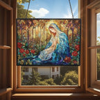 Customized Rectangle Sacred Christmas Holy Mary in Rose Forest Suncatchers for Windows, Stained Glass Window Hangings,Hand-Painted Glass Panel Perfect for Home Décor - Image 4