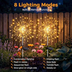 btfarm 4 Pack Solar Garden Lights Outdoor, 8 Modes Firework Lights Outside - Image 2