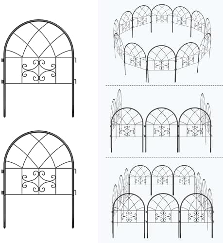 Garvee Decorative Garden Fence Panels 4-Pack, 20"x26" Black Metal Arched Border for Flower Bed Edging, Rustproof No-Dig Animal Barrier for Dogs, Rabbits, Patio & Yard Outdoor Decor - Image 2