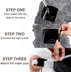 20" Outdoor Water Fountain with Lights, 5-Tiered Cascading Rock Water Fountain, Outdoor Garden Waterfall Decor for Garden, Patio, Courtyard - Image 6