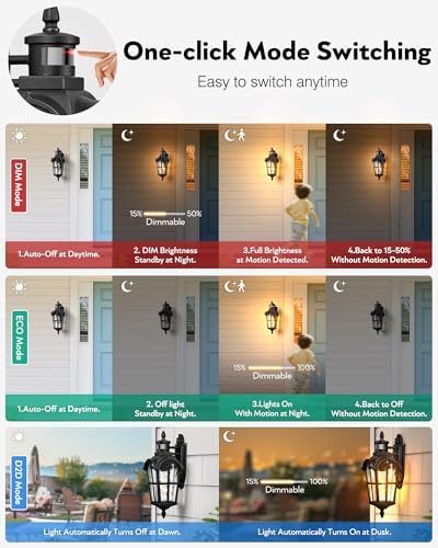 VIANIS 2 Pack Motion Sensor Outdoor Lights, Black Outside Light Fixtures - Image 2