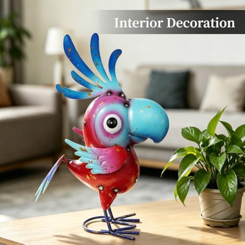 15" Metal Parrot Statue Outdoor Garden Decor - Image 6