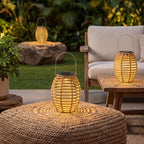 VIHOSE 6 Pack Solar Lantern Outdoor Waterproof Rattan, Oval - Image 5