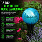 12-Inch Teal Reflective Glass Garden Orb, Mirror-Polished Hollow Sphere for Weather-Resistant Outdoor Yard Décor, Lawn Accent, Patio Landscaping, and Home Ornament, Shine, and Timeless Charm - Image 4