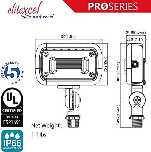 15W 5000K Daylight Bright Yard Security Lights, 1500LM 2-Pack - Image 3
