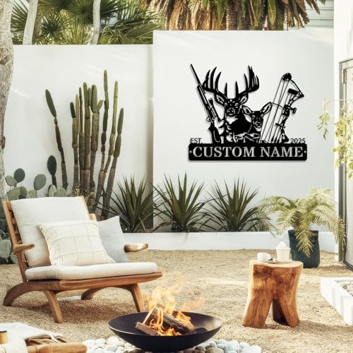 Personalized Deer Hunter Metal Wall Mount & Bow Rack, Custom Deer Hunting Gifts,Outdoor Hunting Decor, Cabin Wall Art, Hunting Room Decor, Lodge Wall Decor, Deer Hunting Accessories with Bow and Rifle Design - Image 4