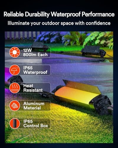 Lumary Smart RGBAI Wall Washer Lights 3200Lm, IP65 Waterproof, 41Ft, 4 Pack - Image 2