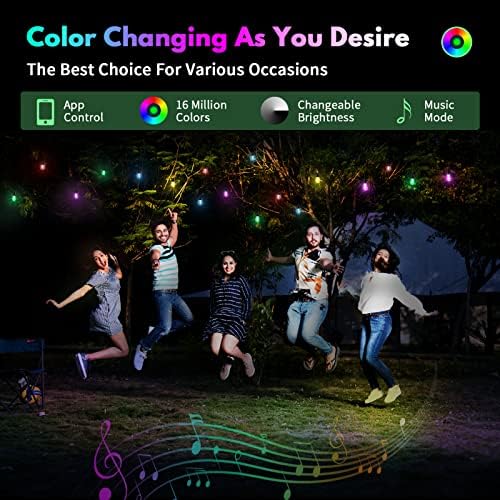 Outdoor String Lights Color Changing, 48FT Patio Lights Outdoor Waterproof - Image 2