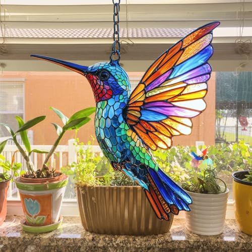 Colorful Hummingbird Acrylic Suncatcher - Image 4