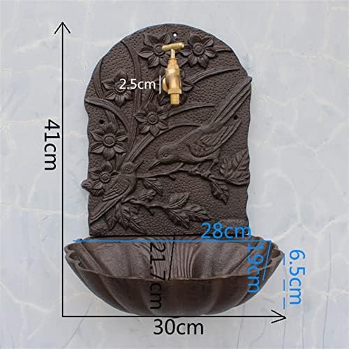 Rustic Cast Iron Wall Mounted Hand Sink with Birds On Flower Branch Signs On European Home Garden Decor Metal Wash Basin Stand Wall Water Fountain - Image 2