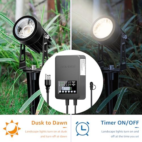 SUNVIE 300W Low Voltage Landscape Transformer with 2 Independent Control Output Landscape Lighting Transformer with Timer and Photocell Sensor 120V AC to 12/14V AC Weatherproof Low Voltage Transformer - Image 4