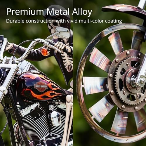 Skeleton Motorcycle Wind Spinner, 3D Kinetic Metal Skeleton Rider - Image 4