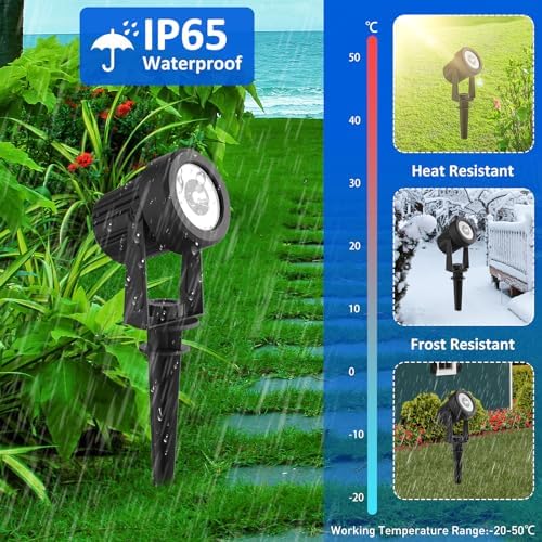 T-SUNUS RGB Solar Landscape Spotlights IP65 Waterproof 4-Pack Outdoor - Image 5
