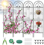Metal Garden Trellis, 86.7" H x 19.7" W Black Coated Wire Lattice Panel, Sturdy Plant Support for Climbing Roses Vines Cucumbers Vegetables Outdoor Patio Yard (4 Packs) by LorenzoMDC