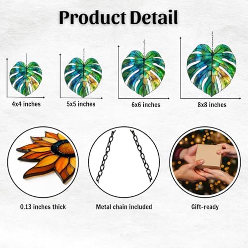Colorful Gradient Monstera Leaf Acrylic Suncatcher - Image 2