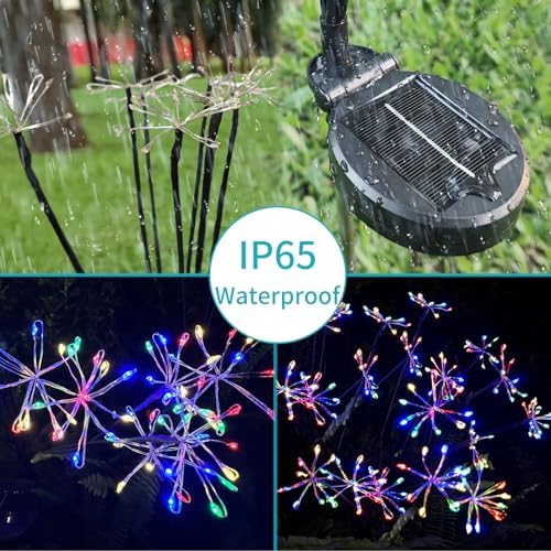 JJGoo Solar Garden Lights, New Upgraded 6 Pack Solar Swaying Starburst Light, Waterproof Fireworks Outdoor Lights, Yard Patio Pathway Decoration, Colorful - Image 4