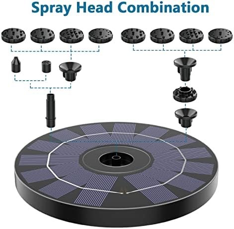 3.5W Outdoor Solar Garden Fountain with 6 Nozzles Floating Solar Fountain Pump for Bird Bath, Aquarium, Garden Fountain - Image 6