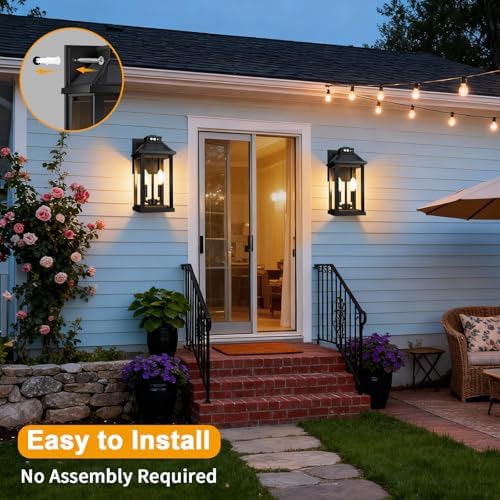 Solar Porch Lights Outdoor with Motion Sensor, Dusk to Dawn Waterproof Solar Wall Light with 3 Lighting Modes, Wall Sconce Light fixtures for Home Garage Porch Yard Front Door - Image 5