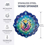 Shwing 12 Inch Wind Spinner Hanging Wind Sculptures Hummingbird Metal Decor Double Sided Outdoor Kinetic Garden Art 3D Wind Spinner Hanging Ornament for Patio Porch Balcony Backyard Tree Decor - Image 5