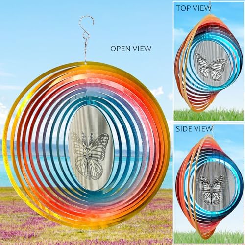 Aoedelyart Wind Spinner Creates a Fluttering Butterfly 3D Animations Effect,Wind Spinners Ouddoor Butterfly Gift for Women/Grandma/Mom/Wife,12inch Mandala Wind Spinner Hanging Garden Yard Art Decor - Image 5
